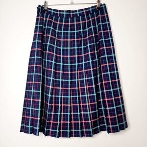 Vintage The Edinburgh Collection blue tartan‎ plaid pleated kilt skirt Scotland